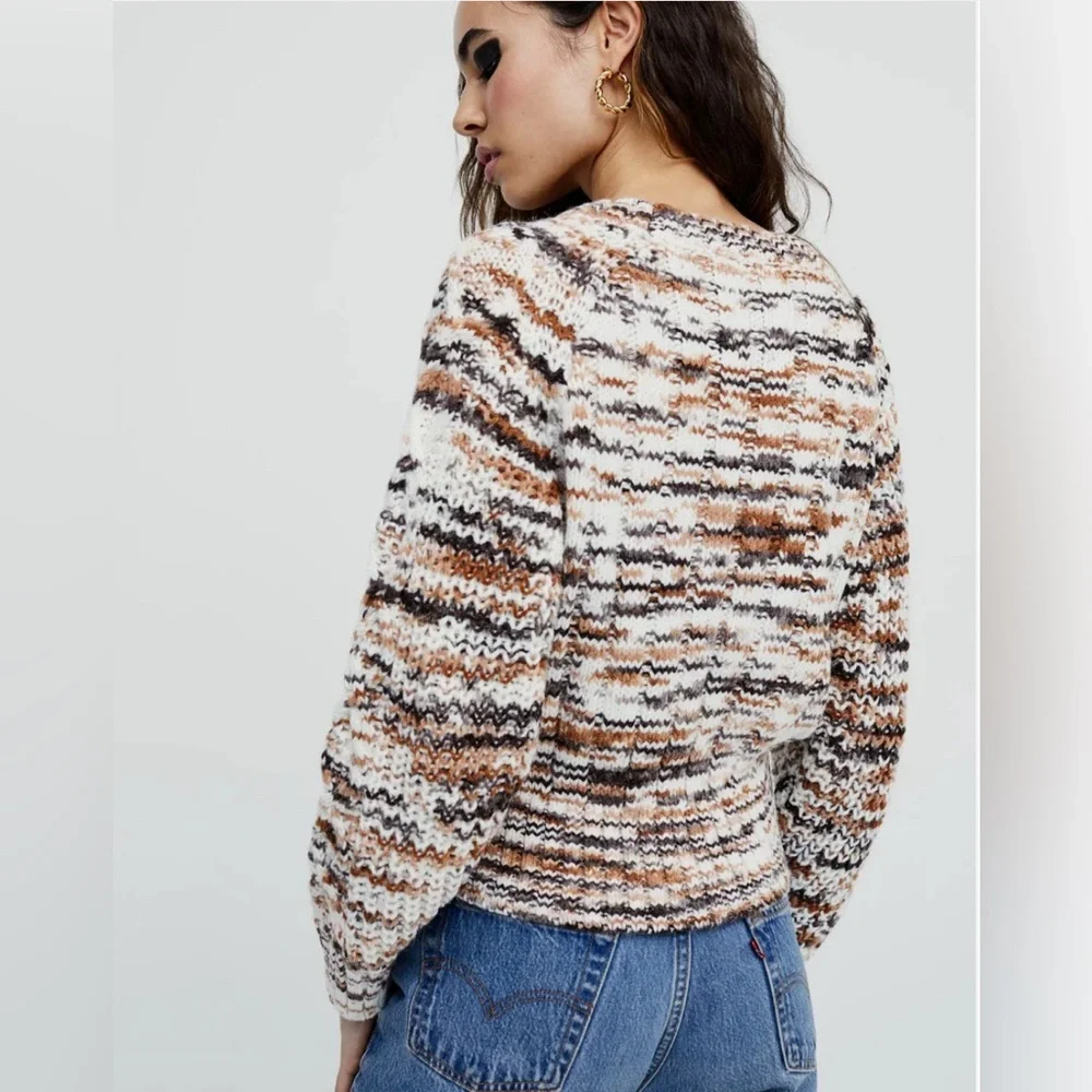 NWT For Love & Lemons Geri Sweater XS –Cozy Knit Pullover in Neutral Earth Tones